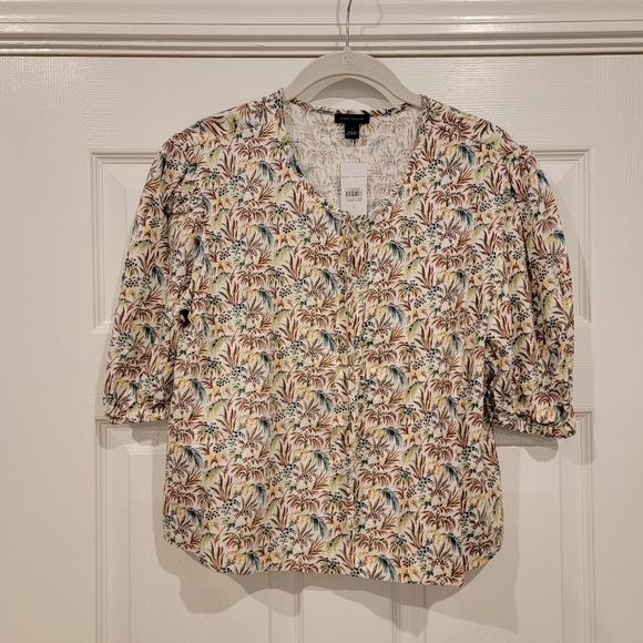 Ann Taylor Small Tie Neck Puff Sleeve Top, New with Tag - Picture 4 of 6